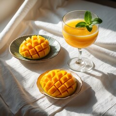 Refreshing Mango Drink: Iced Juice and Fresh Fruit