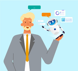 AI Technology Helping Businessman Concept