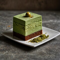 Delicious Matcha Dessert: Layered Cake with Chocolate