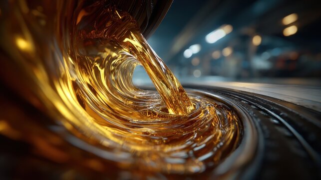 Flowing Viscous Liquid in Industrial Setting with Warm Hues