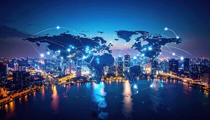 Global network over illuminated city