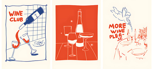 Wine pouring and celebration scenes club bottle