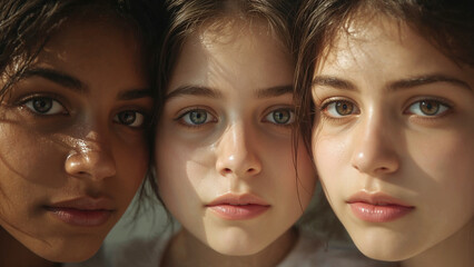 Fototapeta premium Teenagers Smiling Together Showing Diversity And Close Friendships