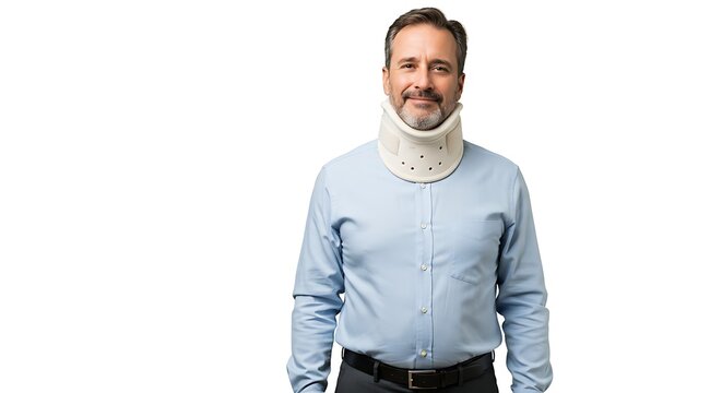 Man Wearing Cervical Collar: Recovery and Resilience
