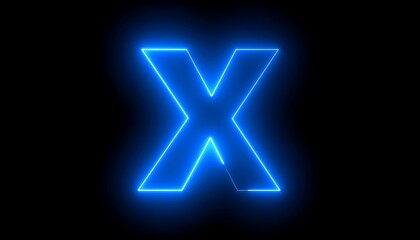 Bright blue neon letter X
