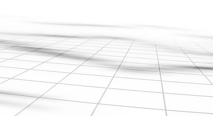 Abstract white perspective grid background, clean and simple design offering a sense of depth and