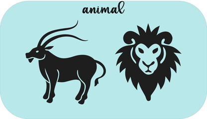 Obraz premium A deer has the head of a lion icon set