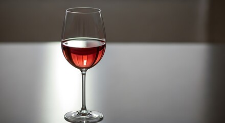 Elegant wine presentation with light and shadow emphasizing a vibrant beverage color