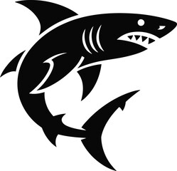 Black shark tribal design white ocean