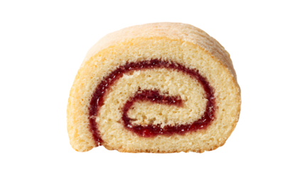 Delicious jam swiss roll, sweet dessert, baked treat on transparent background