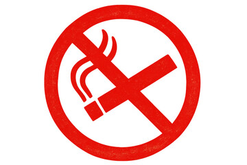 Obraz premium Red prohibition sign canceling lit cigarette, symbolizing smoke-free environment and public health awareness against tobacco use