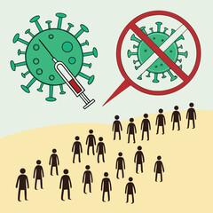 Herd immunity visual with vaccinated and unvaccinated icons generaed by ai