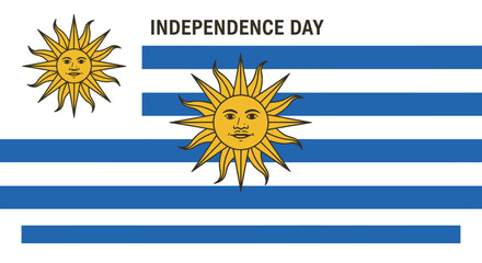Graphic Uruguay National Flag With Sun Face For Independence Day Celebration