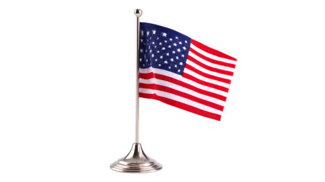 American flag on a pole, patriotic symbol of the United States on transparent background - Powered by Adobe