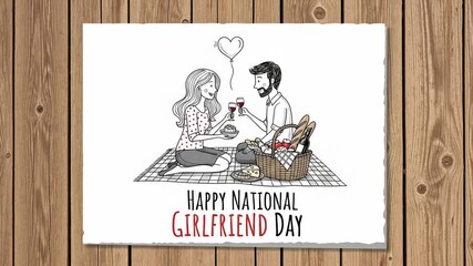 national girlfriend day happy couple picnic illustration