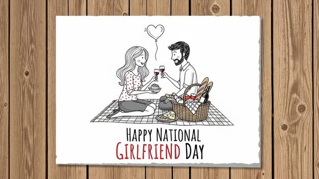 national girlfriend day happy couple picnic illustration - Powered by Adobe