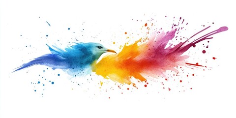 Watercolor splashes, in the style of clip art, on a white background