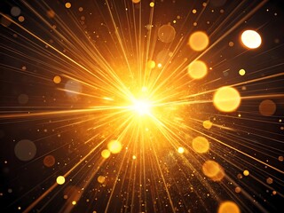 Photo of abstract background with golden light and sparks, creating a dynamic and energetic effect, like a star explosion or a burst of light in space, with motion blur