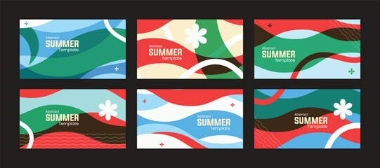 abstract colorful summer template package set, summer background, wavy summer template, summer package set, 
