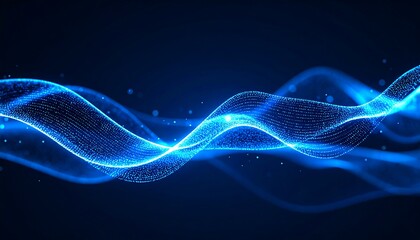Luminous blue wave pattern against a dark background, abstract digital art