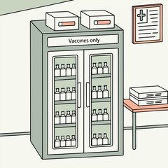 Medical fridge storing vaccine vials safely generated by ai