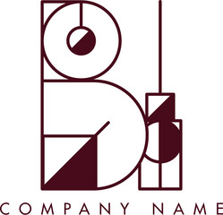 Minimalist BI Circular Monogram Logo Design with Bold Lines and Elegant Style