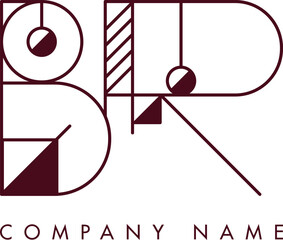 Minimalist BR Circular Monogram Logo Design with Bold Lines and Elegant Style