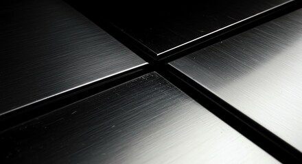 Close Up Metallic Surface with Sharp Edges in Black and Silver Tones