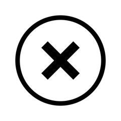 Obraz premium Black X symbol inside a circle, simple graphic interface element.