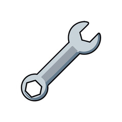 Cartoon Wrench Icon:  Simple, Clean, and Modern Design for Repair, Maintenance, and DIY Projects.
