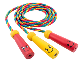 Colorful jump rope with smiley face handles for kids