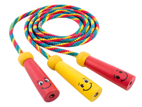 Colorful jump rope with smiley face handles for kids