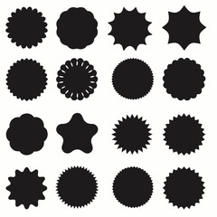 Sunburst icons vector set. Starburst badges icon. Price sticker illustration. Design elements for promo, adds and offers.