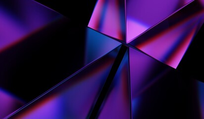 Abstract colorful shape, black dark background design, 3d render, iridescent and dispersion background