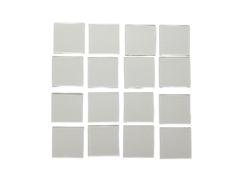 Sixteen Square Tiles Arranged in a Grid Pattern, Uniformly Lit and Textured