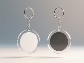 Round Acrylic Keychain Mockup – Front and Back Floating View