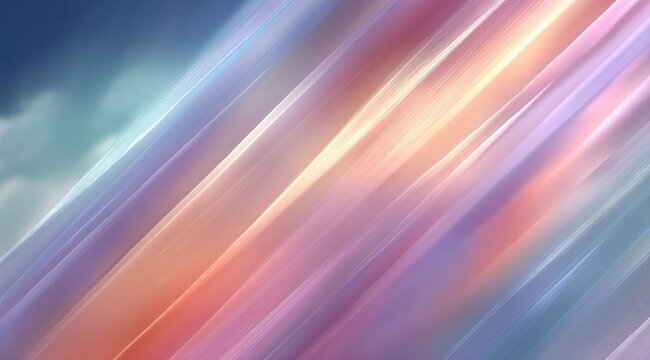 Abstract diagonal streaks of pastel colors on a blurred sky background