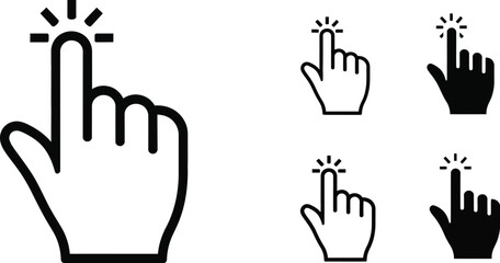 Fototapeta premium Dynamic cursor hand icon set for digital interaction and selection