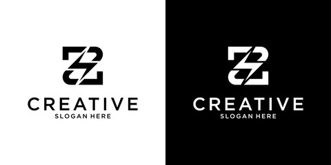Initial Z letter with lightning bolt logo vector design