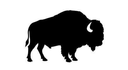 Silhouette of American Bison: A striking silhouette of an American bison, exuding strength and the untamed spirit of the plains. This image captures the essence of this iconic creature.