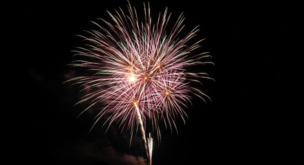 Colorful Fireworks Explosion Brightly Lighting Night Sky Celebration
