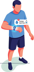 Obraz premium Man Receives Hydration Reminder on Smartwatch.