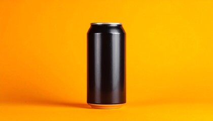 Black can on orange background