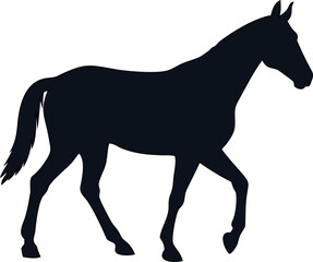 Bold walking horse silhouette icon. Perfect for ranch branding, animal signs, horse riding graphics, and countryside adventure designs.

