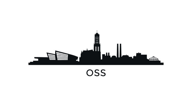 Oss City Skyline Netherlands Silhouette.