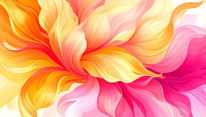 Abstract swirling floral design in warm and cool hues