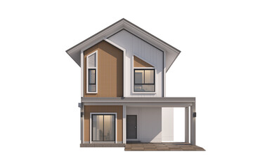 Architecture 3d rendering illustration of modern  house on white background