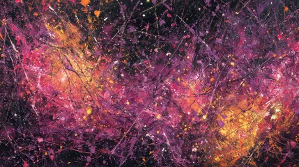 Abstract painting with vibrant colors and splatters