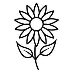 western sunflower line art vector  on white background