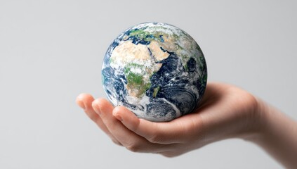 Fragile Planet Earth, Showing Africa and Europe, Gently Cradled in a Caring Hand
